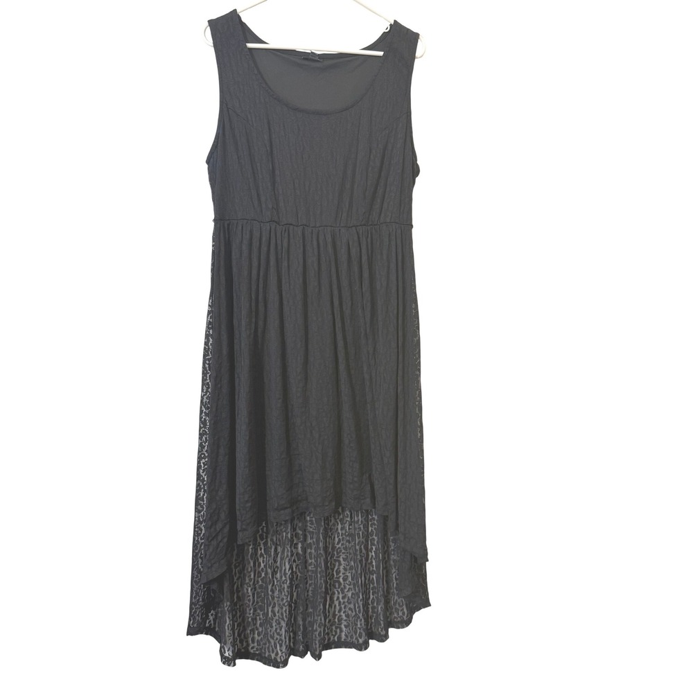 Torrid Womens 2 Black Leopard‎ Witchy Fairy Sheer Mesh High-Low Sleeveless Dress